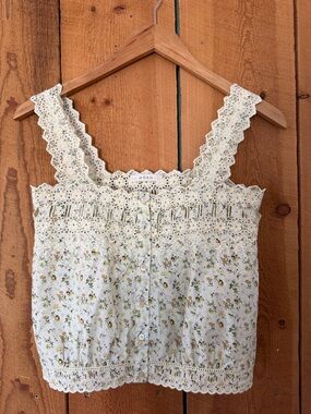 DOEN << ESTELLE TOP IN MOSS PAPILLON FLORAL